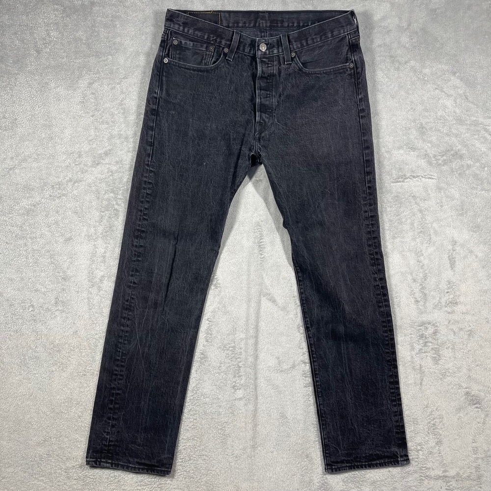 Levi's 501 Original Fit Jeans Men 33(32)x32(30) Black Straight‎ Leg Button Fly